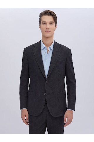 Kip Siyah Düz Modern Fit Pamuk Karışımlı Takım Elbise Çok Renkli