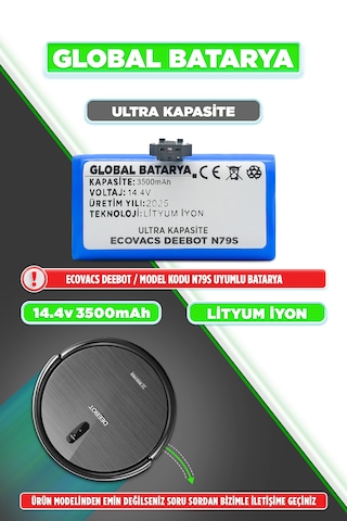 Ecovacs Deebot N79s Batarya 3500mah Ultra Kapasite