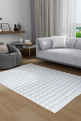 Aries Home Tavşan Tüyü Yumuşak Keçeleşmez Dekoratif Bubble İthal Kalite Post Halı Krem