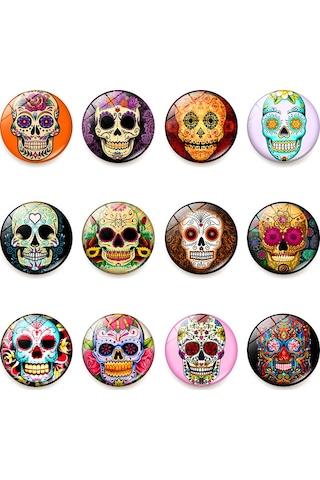 Youmex Ev Dekorasyonu Skeleton Desenli Manyetik Cam Buzdolabı Sticker 30mm Özel Tasarım Jy001966-10 Gümüş