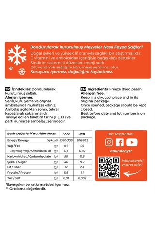 Freeze Dried Şeftali Dilimleri 10'lu Paket 20 G 20 G
