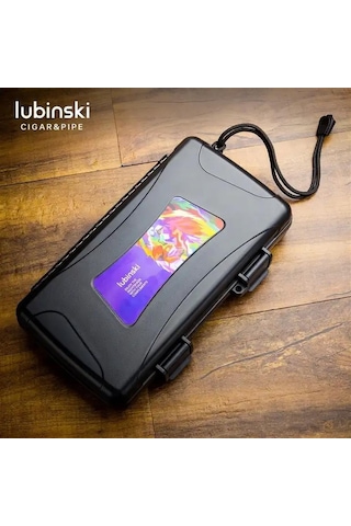 Lubinski Seyahat Puro Kutusu Humidor Kırılmaz Plastik Siyah Lion Logo 5's