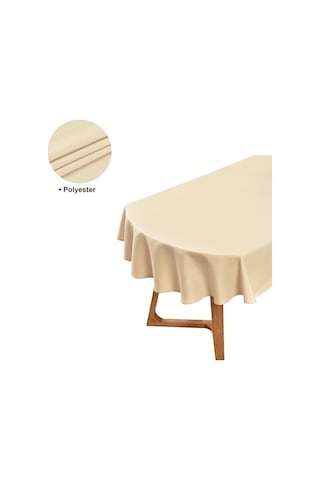 Valerium Kadife Dokulu Oval Masa Örtüsü 150 X 350 Bej