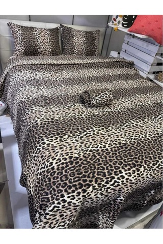 Leopar Desenli Battal Boy Pike 220x240 Cm Cesur Tarz, Hafif Konfor Çok Renkli