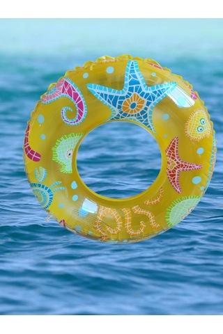 Sarı Hayvanlı Desenli Şişme Deniz Simiti, Havuz Can Simiti 0-3 Yaş Sarı