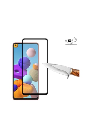 Galaxy A21S Zore Kenarları Kırılmaya Dayanıklı Cam Ekran Koruyucu