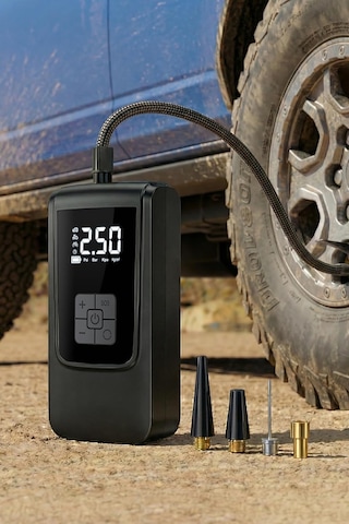 Dijital Ekranlı Şarjlı Araç Hava Kompresörü Ledli Powerbank Lastik Top Yatak Şişirme Pompası 150psi Diğer