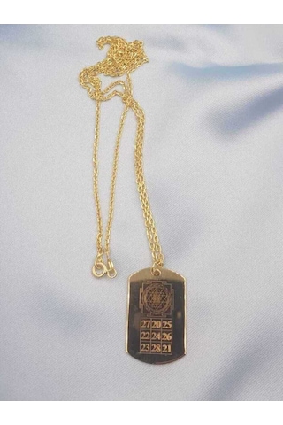 Kubera Yantra V Sri Yantra Koruyucu Güçleri Birleştiren Sayılar Sarı Renk 925 Ayar Gümüş Kolye