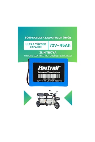 Zlin Troya Batarya Ultra Yüksek Kapasite Lifepo4 72v 45ah Elektrikli Motosiklet Bataryası