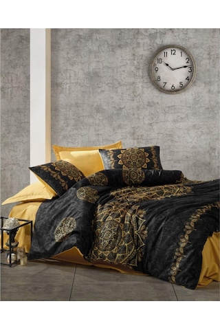 Cotton Box Saten Line Çift Kişilik Nevresim Takımı Alvina Gold Sarı
