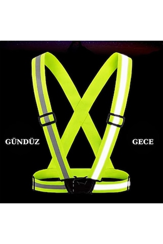 Yüksek Görünürlüklüreflektörlü Klipsli Ayarlanabilir Fosforlu Pratik Motorcu Yeleği