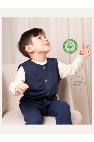 Zuppers Çıtçıtlı Pamuk Bebek Çocuk Yelek - Lacivert Renkli