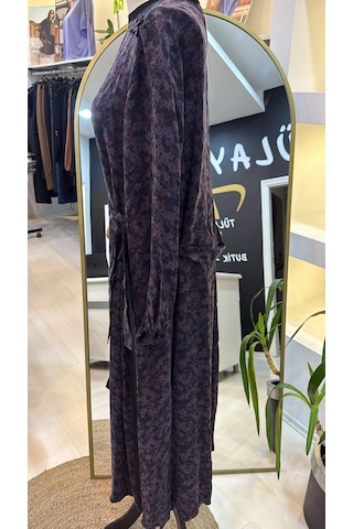 Misswhence Desenli Cupro Elbise 38829 Lila Lila