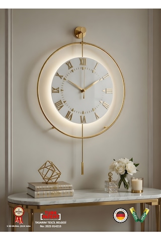 Gold - Royal Kadran Exclusive - Pilli Led - 3 Pil İle Gelir - Modern Metal Duvar Saati