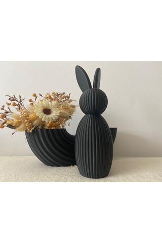 Modern Tavşan Dekoratif Obje Siyah Minimalist Tasarım