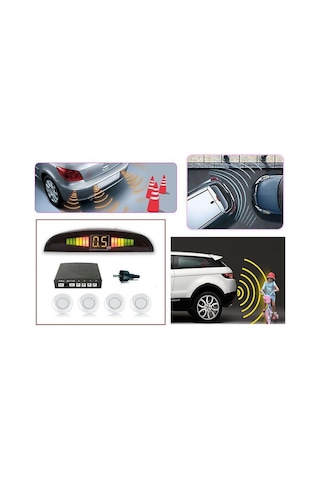 Aem Araç Geri Park Sensörü Led Ekran Ve Ses İkazlı Beyaz Göz 22mm Aem Aem11 1021a