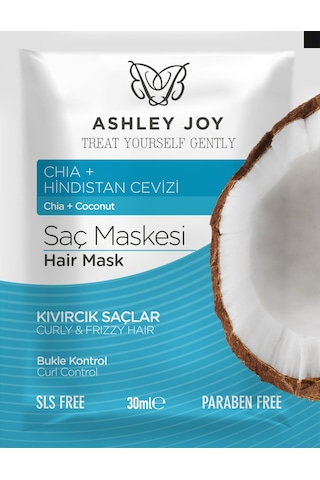 Ashley Joy Chia Tohumu İçeren Kıvırcık Saçlara Özel Bukle Kontrol Saç Maskesi 30 ML