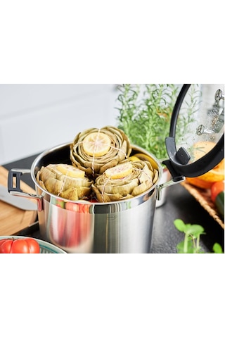 Rösle Sılence Pro Sebze Ve Çorba Tenceresi, Yüksek Kaliteli Evrensel Tencere, Paslanmaz Çelik, 18/10, 24 Cm, Cam Kapak, İç Ölçekli, İndüksiyonlu Ocaklara Uygun, Bulaşık Makinesinde Yıkanabilir, Gümüş Çok Renkli