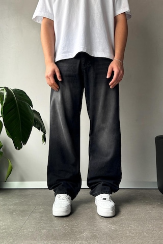Flaw Çizgi Detay Baggy Jean Siyah Siyah