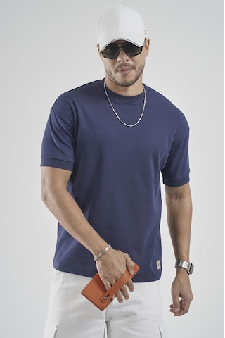 King Brich Slim Fit Kalıp Kolu Ribanalı Basic %100 Pamuklu Tişört Lacivert