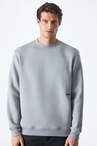 Grımelange Dane Erkek Organik Kumaşlı Yumuşacık Gri Sweatshirt Gri