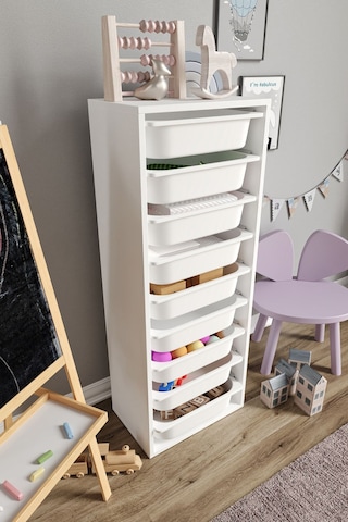 %100 Mdf - Xl Mono 9 Sepetli Oyuncak Dolabı Beyaz