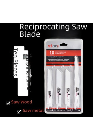 Hombey 10 Adet Çift Taraflı Testere Bladesi - Ahşap, Metal Ve Plastik Kesim İçin Kaliteli Farklı Dişli Testere Seti