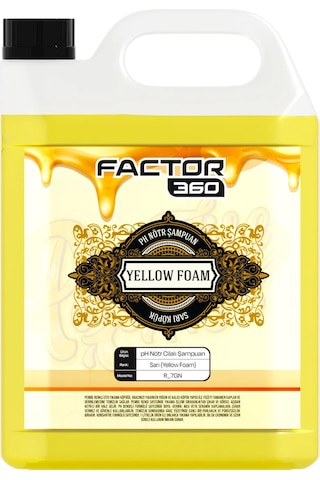 Factor360 Yellow Foam Sarı Renkli Oto Yıkama Köpüğü Oto Şampuan 1:15 Konsantre 5 L