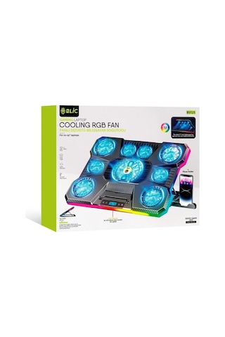 Miaxtreme Siyah Rgb 9 Fanlı Lcd Ekranlı 10-19" Inç 2.400rpm Telefon Tutacaklı Notebook Dizüstü Soğutucu Stand