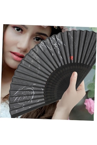 Beluga Yelpaze Bambu Serinletici Vintage Siyah Şık Püsküllü Japon Yelpaze 0150 2 Adet