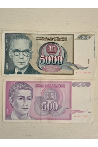 2 Adet Yugoslav Dinarı 1992 Yılına Ait Temiz Durumda, Yugoslav Ko