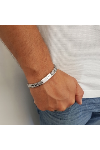Chavin 8 Mm. 21 Cm. Gri Çelik Erkek Bileklik Ep06By Gümüş