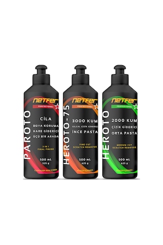 Netfer 3'lü İnce Orta Pasta Cila Set - 3x500 Ml