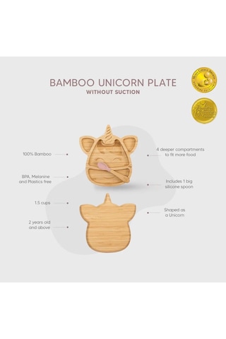 Citron Bölmeli Organik Bambu Çocuk Yemek Takımı - Unicorn 1073551