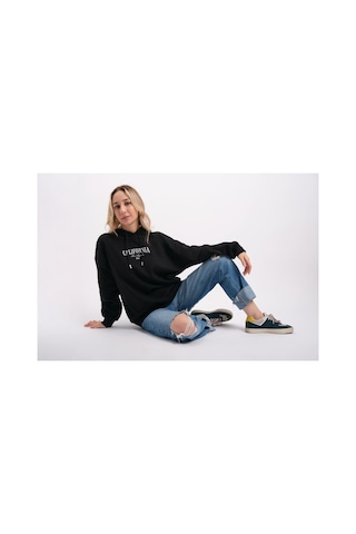 We&me Oversize Kapüşonlu Kalın Sweatshirt Siyah