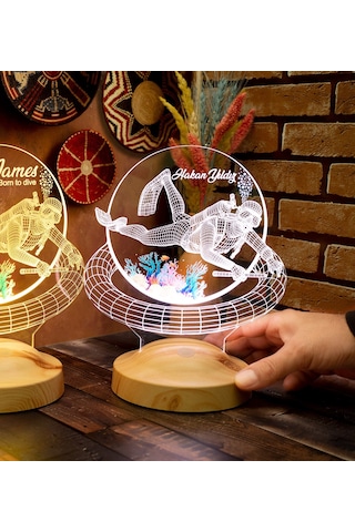 Dalgıç Hediyesi, Balık Adam Hediyesi 3d Led Lamba, Kişiye Özel 3d Led Lamba Scuba Diving Dalgıç Tasarımlı Lamba
