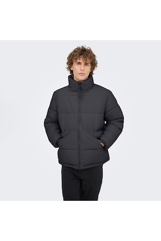 Only&sons Pack Life Puffer Erkek Gri Dik Yaka Mont Gri