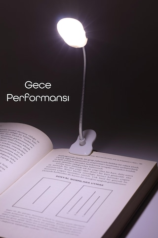 4 Adet Kitap Okuma Işığı Mandallı Çok Fonksiyonlu Led Mini Çalışma Lambası Pilli Spiral Gövde 168b Beyaz