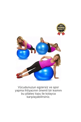 Premium Mini Gymball 20cm Jimnastik Denge Fitness Spor Şişirme Pompası Mavi Pilates Topu