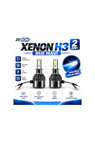 Xenon H3 Buz Mavi Led Far Ampulü 12v 2 Adet Yüksek Aydınlatma Kolay Montaj
