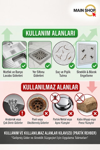 Mainshop 10 Adet Yapışkanlı Banyo Gider Filtresi M-740 Çok renkli