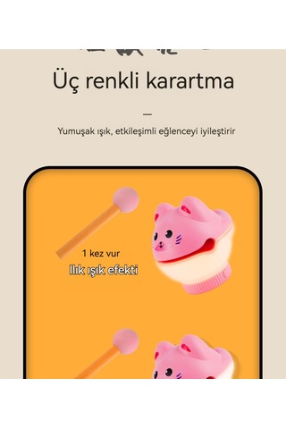 Sarıyaratıcıkedi Görseli Başı Gece Lambası T001 Sarı