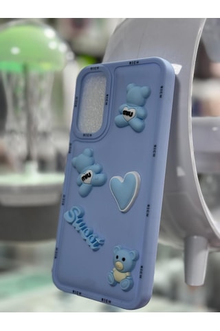 Samsung Galaxy A34 Uyumlu Kabarık Ayıcık Desenli Kılıf