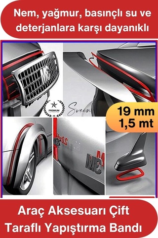 Aksesuarbandı Araç Aksesuarı Çift Taraflı Yapıştırma Bandı 19mm X 1.5 Metre Gri Oto Spoiler Anten Ç Standart