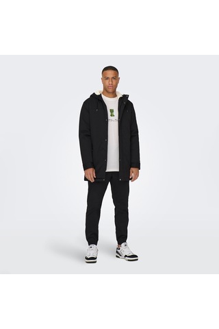 Only&sons Alexander Life Erkek Siyah Kapüşonlu Mont Siyah