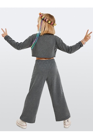 Deno Kids Denokids Kız Çocuk Eşofman Takım Crop Sweatshirt - İspanyol Paça Eşofman Altı 7-12 Yaş Çok Renkli