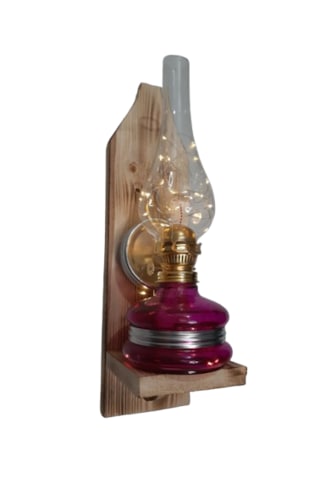 Peri Ledli Gaz Lambası Aplik Ahşap
