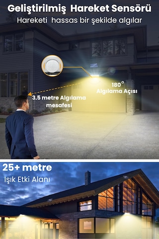 Technosmart Solar 220 Led 5m Kablolu, Ip65, Kumandalı, 3 Modlu, Güneş Enerjili Bahçe Aydınlatma Sarı