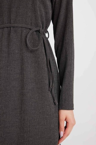 DeFacto Regular Fit Bürümcük Uzun Kollu Midi Elbise D5024AX24AUGR164 Gri