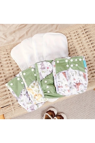 Maxaccess Happyflute 8'li Hayvan Desenli Yeniden Kullanılabilir Bez Paketi 6.61-33.08 Lb Ayarlanabilir Mikrofiber Astar Diğer